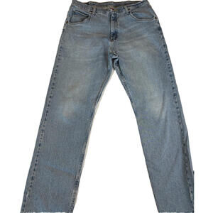 Wrangler Jeans Mens 34x32 Blue Denim Straight Leg Comfort Stretch Mid Rise Pants